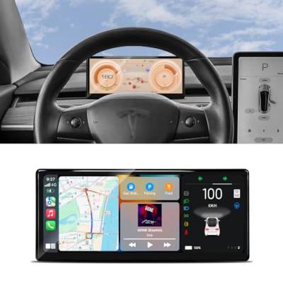Onlysay Head-Up-Display für Tesla Model 3 2017–2023 Modell Y 2019–2024 mit kabellosem/kabelgebundenem Carplay Android Auto Bluetooth WiFi USB Navigation Power Speed IPS HD Touchscreen (9 Zoll) von Onlysay
