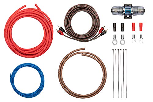 Kabelkit 10mm² fertig konfektioniert - Auto Verstärker Anschluss-Set – mit Powerkabeln, Cinchkabel, Sicherungshalter, Sicherungen – Installations Kit für Endstufen von Option