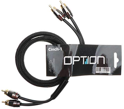 OPTION 2-Kanal Cinchkabel - 1 Meter - doppelt abgeschirmt - Koaxialkabel für Verstärker, Stereoanlagen, Car HiFi Anlagen, HiFi Anlagen (1m) von Option