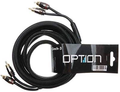 OPTION 2-Kanal Cinchkabel - 3 Meter - doppelt abgeschirmt - Koaxialkabel für Stereoanlagen, Car HiFi Anlagen, Verstärker, Subwoofer - Premium Qualität für störungsfreie Audiosignale von Option