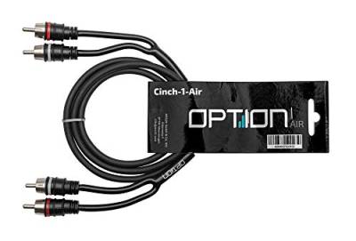 OPTION Air Cinchkabel (2-Kanal) mit 1 Meter Länge - Ideal für Auto-Verstärker & HiFi-Receiver - Cinch zu Cinch RCA Koaxialkabel von Option