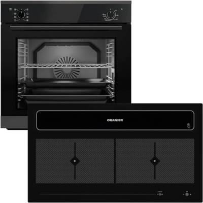 Oranier Einbau-Backofen Set EBS320 autark - 9 Funktionen & Flächen-Induktion 90 cm mit Kochfeldabzug KFL 2094-4 Kochzonen & Brückenfunktion von Oranier