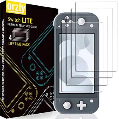 Nintendo Switch Lite Displayschutzfolie Glas (4 Stück), Orzly Panzerglas Schutzfolie für Nintendo Switch Lite (2019) von Orzly