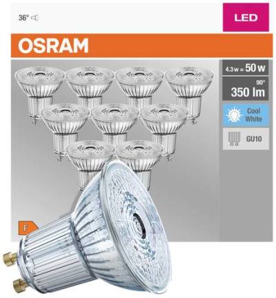 OSRAM 4058075036703 LED EEK F (A - G) GU10 Reflektor 4.3W = 50W Neutralweiß (Ø x H) 50mm x 50mm 10 von Osram