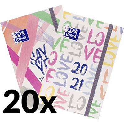 Oxford Schülerkalender 2020/2021, 64 Blatt, 2 Motiven Lettering, 20er Pack von Oxford