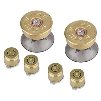 Ozgkee Alloy T6Pcs Gold Metal Bullet Buttons & Thumbstick Mod Kit für PS4 Controllerhumbstick 11×7×3 6Pcs Gold Metal Buttons Thumbstick Mod Kit für Controller von Ozgkee
