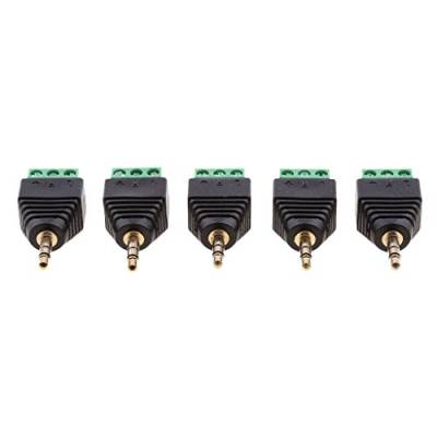 P Prettyia 5pcs 3,5 mm Klinkenstecker Adapter - Klinke auf 3-Pin Audio Kabel Terminal Block Set - Terminalblock 3.5 mm Klinke 3-polig von P Prettyia