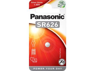 PANASONIC SR 626 SR626 Knopfzelle, Silber-Oxid, 1.55 Volt, 28 mAh von PANASONIC