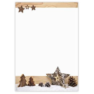 Briefpapier Holz im Schnee | 50 Blatt | 90g/m² | DIN A4 | WB765 | Weihnachten | Motivpapier | Weihnachtsgrüße | weihnachtliches Briefpapier von PAPIERSACHSE.DE