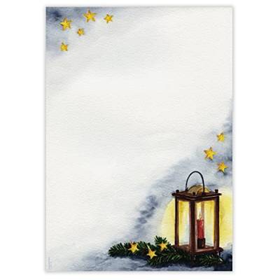 Briefpapier Laterne | 50 Blatt | 90g/m² | DIN A4 | WB755 | Weihnachten | Motivpapier | Weihnachtsgrüße | weihnachtliches Briefpapier von PAPIERSACHSE.DE