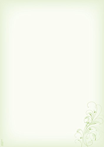 Briefpapier Neutral grün, DP1801, 25 Blatt DIN A4, 90 g/m², Motivpapier, Schreibpapier, Designpapier, Geburtstag, Einladung, Brief, Jubiläum, Liebesbrief von PAPIERSACHSE.DE