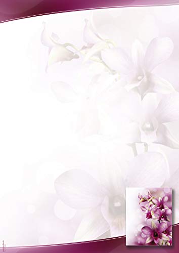 Briefpapier Orchidee | DP1899 | 25 Blatt DIN A4 | 90 g/m² | Motivpapier | Schreibpapier | Designpapier | Geburtstag | Einladung | Brief | Jubiläum | Liebesbrief | Blume | Orchidee von PAPIERSACHSE.DE