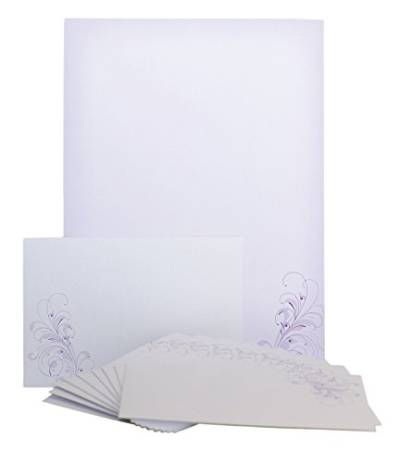 Briefpapier-Set Neutral lila, DS103, 10 Blatt DIN A4, 10 Umschläge B6, Briefpapier, Schreibpapier, Set, Geburtstag, Einladung, Brief, Jubiläum von PAPIERSACHSE.DE