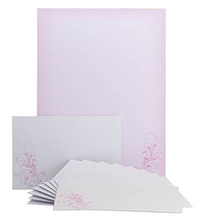 Briefpapier-Set Neutral rosa, DS102, 10 Blatt DIN A4, 10 Umschläge B6, Briefpapier, Schreibpapier, Set, Geburtstag, Einladung, Brief, Jubiläum von PAPIERSACHSE.DE