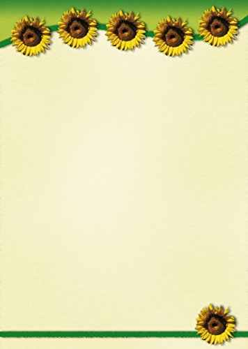 Briefpapier Sonnenblumen | DP1863 | 25 Blatt DIN A4 | 90 g/m² | Motivpapier | Schreibpapier | Designpapier | Geburtstag | Einladung | Brief | Jubiläum | Liebesbrief | Blume von PAPIERSACHSE.DE