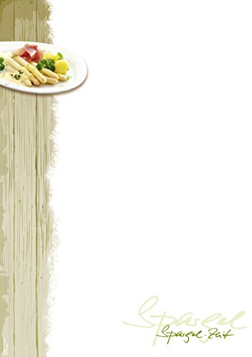 Briefpapier Spargelzeit | DP1884 | 25 Blatt DIN A4 | 90 g/m² | Motivpapier | Schreibpapier | Designpapier | Speisekarte | Einladung | Menükarte | Gastronomie | Spargel | Essen von PAPIERSACHSE.DE