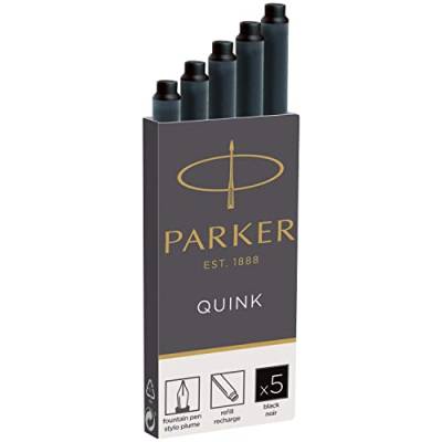 Parker Tintenpatronen für Füller | lange Patronen | schwarze QUINK Tinte | 5 Stück von PARKER