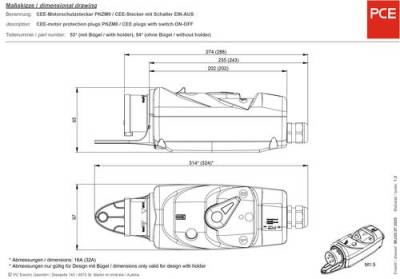 PCE 540252001 CEE Motorschutzstecker 32A 5polig 400V 1St. von PCE