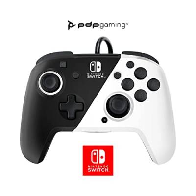 PDP Gaming Faceoff Deluxe+ verkabelt Switch Pro Controller - Schwarz and weiß - Offiziell Lizenziert durch Nintendo - Customizable buttons and paddles - Ergonomic Controllers von PDP