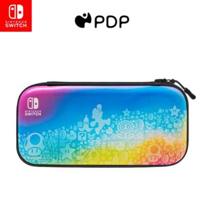 PDP Gaming Offiziell Lizenziert Switch Slim Deluxe Travel Case - STAR SPECTRUM - Semi-Hardshell - Console Stand - PRotective PU Leather - Holds 14 Games - Works mit Switch OLED & Lite von PDP