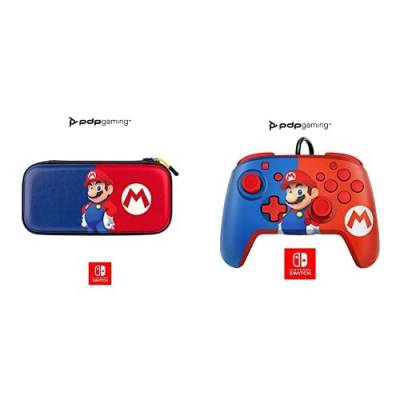 PDP Gaming Offiziell lizenziert Switch Slim Deluxe Travel Case - Mario - Semi-Hardshell Protection -- Perfect für Kids Faceoff Deluxe von PDP