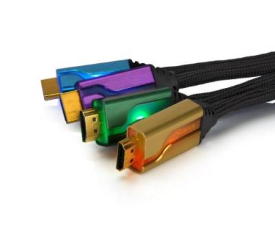 PS3 - HDMI-Kabel Afterglow Quad-Kabel 1,8m / 1080P / 3D Ready/Dolby DTX/grün-lime-lila-blau von PDP