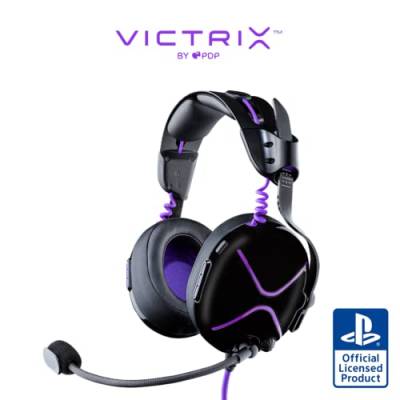 Victrix Pro AF verkabelt Professional Esports Gaming Kopfhörer mit Cooling: PlayStation PS4, PS5, PC - Schwarz / lila von PDP