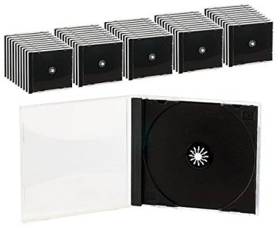 PEARL Jewel Case: Doppel CD Jewel Boxen im 50er-Set, schwarzes Tray (CD Hüllen für 2 CDs, Jewelcase für DVD, Aufbewahrung) von PEARL