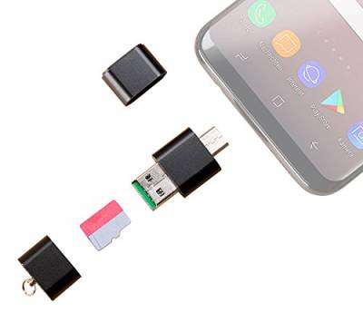 PEARL USB C Kartenleser: Mini-Cardreader & USB-Stick, für microSD(HC/XC) bis 128 GB, USB A & C (Speicherkartenadapter, Mini USB Card Reader, microSDHC Speicherkarten) von PEARL