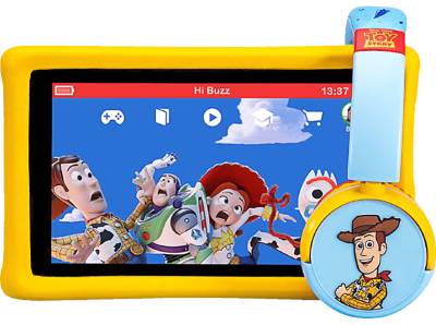 PEBBLE GEAR Toy Story Tablet + Headphone Bundle Kindertablet, Mehrfarbig von PEBBLE GEAR