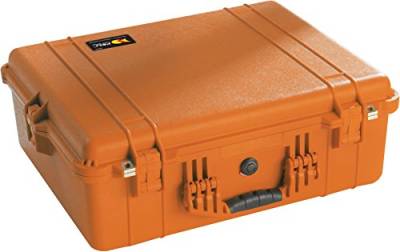 PELI 1600 Drohnen- und Kamerakoffer, IP67 Wasser- und Staubdicht, 46L Volumen, Ohne Schaum, Orange von PELI