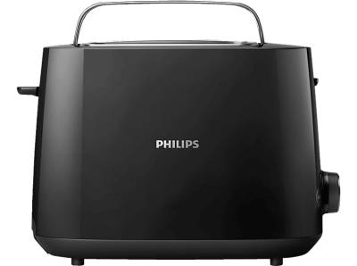 PHILIPS HD2581/90 Daily Collection 8 Stufen, Krümelschublade, Brötchenaufsatz Toaster Schwarz (830 Watt, Schlitze: 2) von PHILIPS