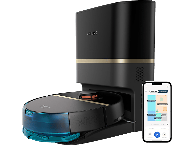 PHILIPS XU7100/01 HomeRun 7000 Series Aqua mit Entleerungsstation, Wischfunktion und App connection, Hindernissenerkennung, Saugroboter von PHILIPS