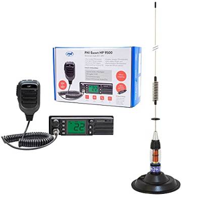 CB-Funkgerät PNI Escort HP 9500, ASQ, 12-24V + CB Antenne PNI ML70, 70 cm mit Magnetfuß 145 mm inklusive von PNI