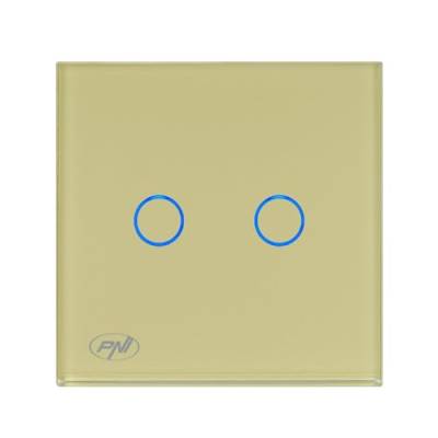 PNI SH202G Doppel-Touch-Schalter aus Goldglas mit LED-Anzeige von PNI