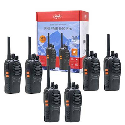 Paket 6 tragbare Radios PNI PMR R40 PRO Akkus, Ladegeräte und Kopfhörer enthalten von PNI