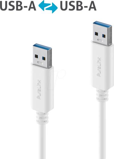 PURE IS2400-015 - USB 3.0 Kabel, iSerie, A Stecker auf A Stecker, weiß, 1,5 m von PURELINK