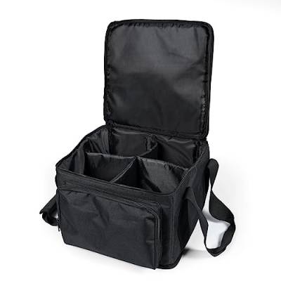 PUZILOZA leichte Tasche Schwarz mit 4 Quadrate leicht zu tragende Tragetasche mit glatter Reißverschluss für 4er LED Par Scheinwerfer von PUZILOZA