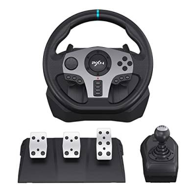 PXN V9 Lenkrad PC mit Pedalen und Schaltung, 270/900 Grad Gaming Lenkrad PS4 mit Vibration Feeback, Lenkräder für Xbox One, Xbox Series X/S, PS4, PS3, PC, NS Switch, Tool- APP von PXN