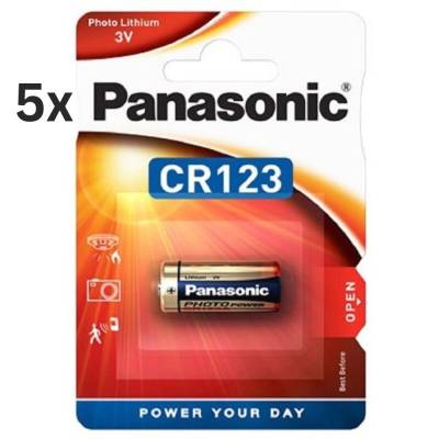 5x Panasonic CR123AL/1BP Photobatterie CR123 1400mAh von Panasonic