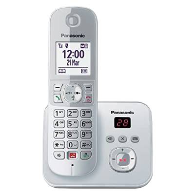 Panasonic Dual-Micro/Nano, KX-TG6861GS Schnurlostelefon mit Anrufbeantworter (Bis zu 1.000 Telefonnummern sperren, übersichtliche Schriftgröße, lauter Hörer, Voll-Duplex Freisprechen) perl-silber von Panasonic