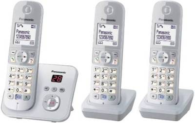 Panasonic KX-TG6823 Trio DECT, GAP Schnurloses Telefon analog Anrufbeantworter Silber, Grau von Panasonic