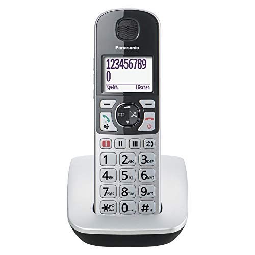 Panasonic KX-TGE510GS DECT Seniorentelefon mit Notruf (Großtastentelefon, schnurlos, extra Lautstärke, hörgerätekompatibel, Eco-Plus) silber-schwarz von Panasonic