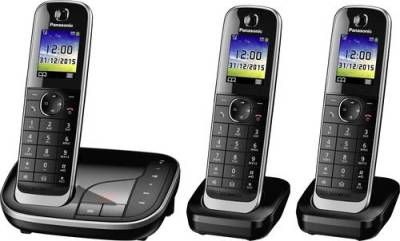 Panasonic KX-TGJ323GB Schnurloses Telefon analog Anrufbeantworter, Freisprechen, Headsetanschluss Sc von Panasonic