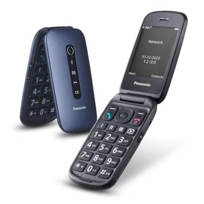 Panasonic KX-TU550EXC 4G Essentials Clamshell Handy für Senioren, 1,2 MP Kamera, Seniorentelefon mit großem 2,8 Zoll Display, 300 Stunden Standby-Zeit, Blau von Panasonic