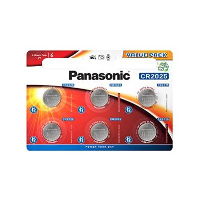 Panasonic Premium Blue Batterien im Blister (5X CR2025 CR 2025 DL2025 BR2025 KCR2025 LM2025) 3V Lithium, 6 Stück von Panasonic