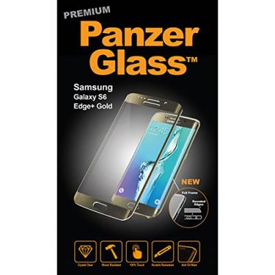 PanzerGlass PG1022 PREMIUM Echtglas Schutzfolie Kristallklarer Displayschutz aus Hartglas Kratzfest Stoßdämpfend Flüssigkeitsabweisend Berührungsempfindlich für Samsung Galaxy S6 Edge+ - Gold von Panzer Glass