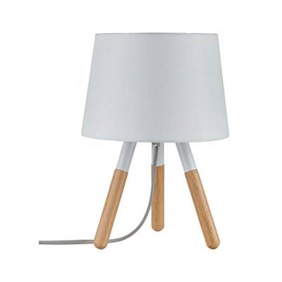 Paulmann 79646 Neordic Tischleuchte Berit max. 1x20W Tischlampe für E27 Lampen Nachttischlampe Weiß/Holz 230V Stoff/Holz/Metall ohne Leuchtmittel von Paulmann