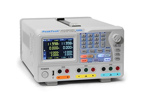 PeakTech 6181 – 2-Kanal Labornetzteil 0-30V 0-6A, Labornetzgerät mit TFT Farbdisplay, Sicherheitstransformator, Datenlogger, LAN Netzwerk, USB, RS-232, seriell, Parallel und Plus-minus, Zeitprogramme von PeakTech