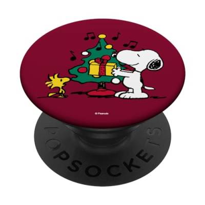 Peanuts Snoopy and Woodstock Feiertags-Weihnachtsbaum PopSockets mit austauschbarem PopGrip von Peanuts